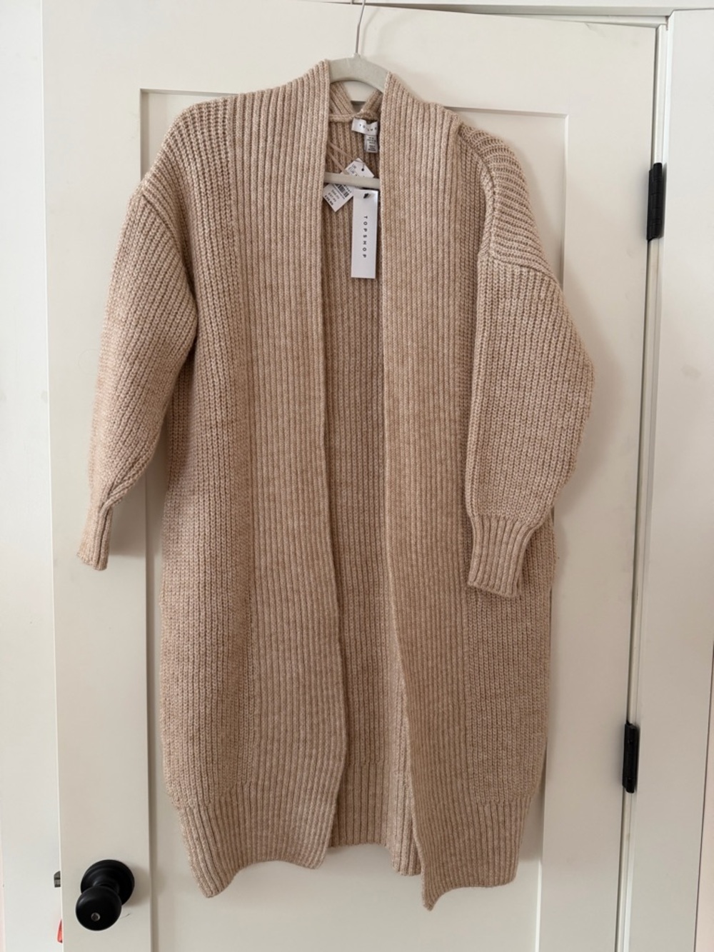 topshop womens long open front ribbed cardigan sweater